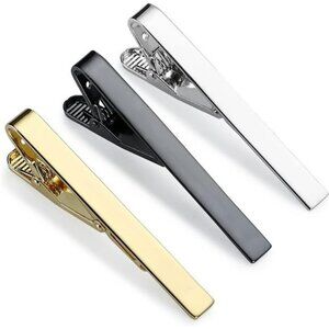 Men tie clip set black silver gold classic metal tie bar for wedding business gi